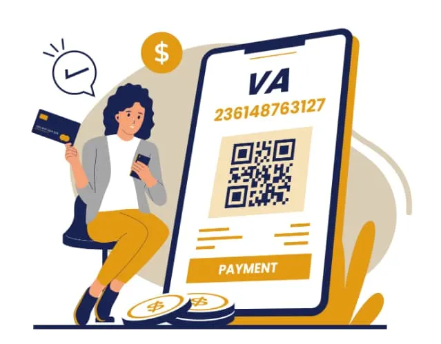 Illustration of a traveller paying by scanning a QR code on a phone