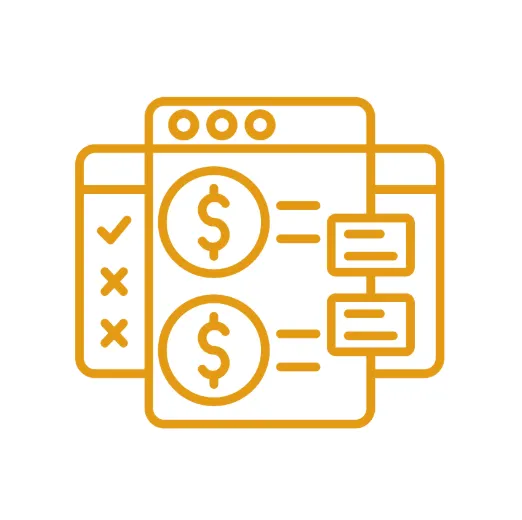 Icon of a pricing sheet showing two rates being compared
