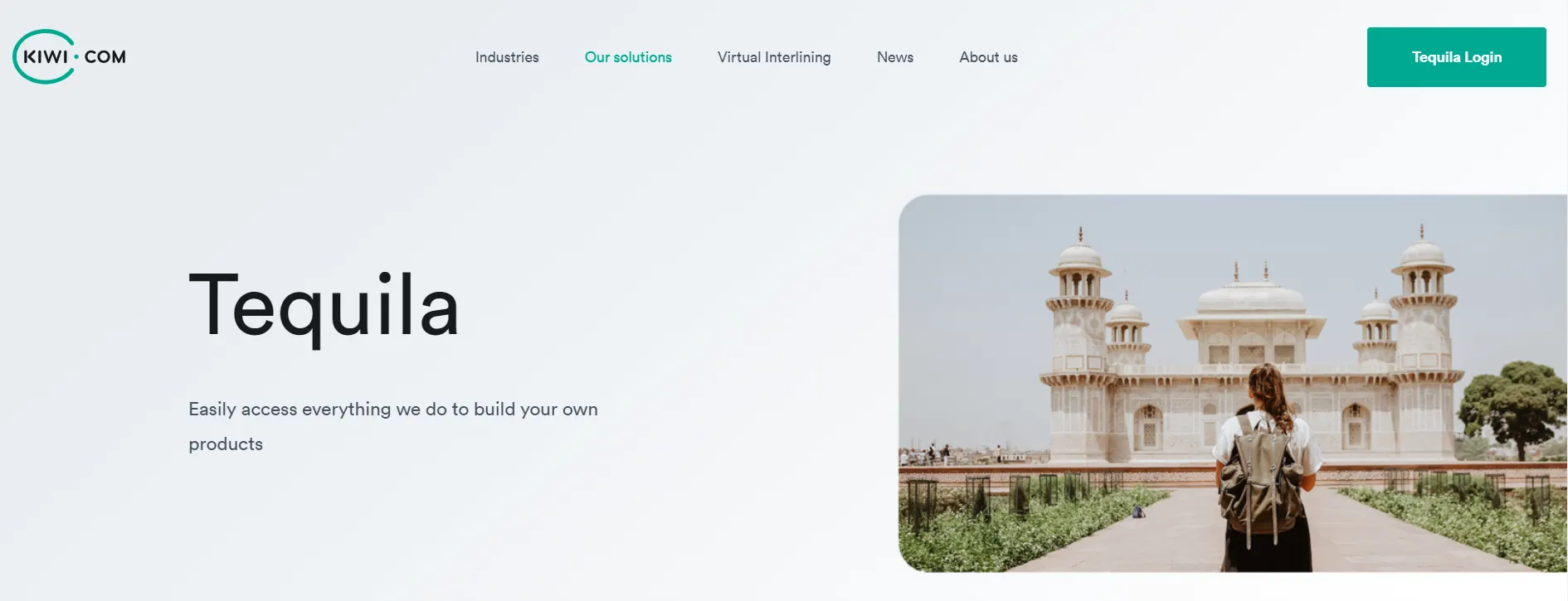 Kiwi.com's Tequila platform page for building travel products on its data